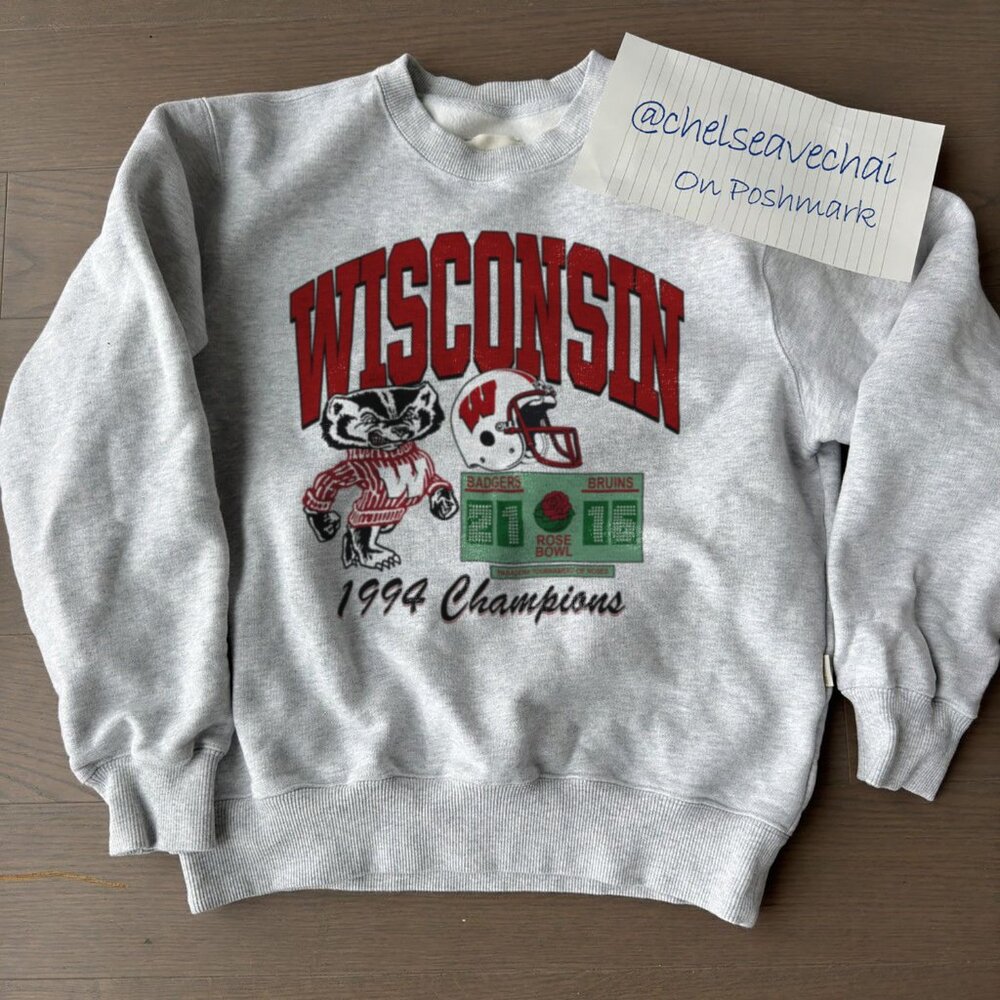 Vintage 1994 Wisconsin Badgers Rose Bowl Crewneck Sweatshirt, Football Shirt Tee